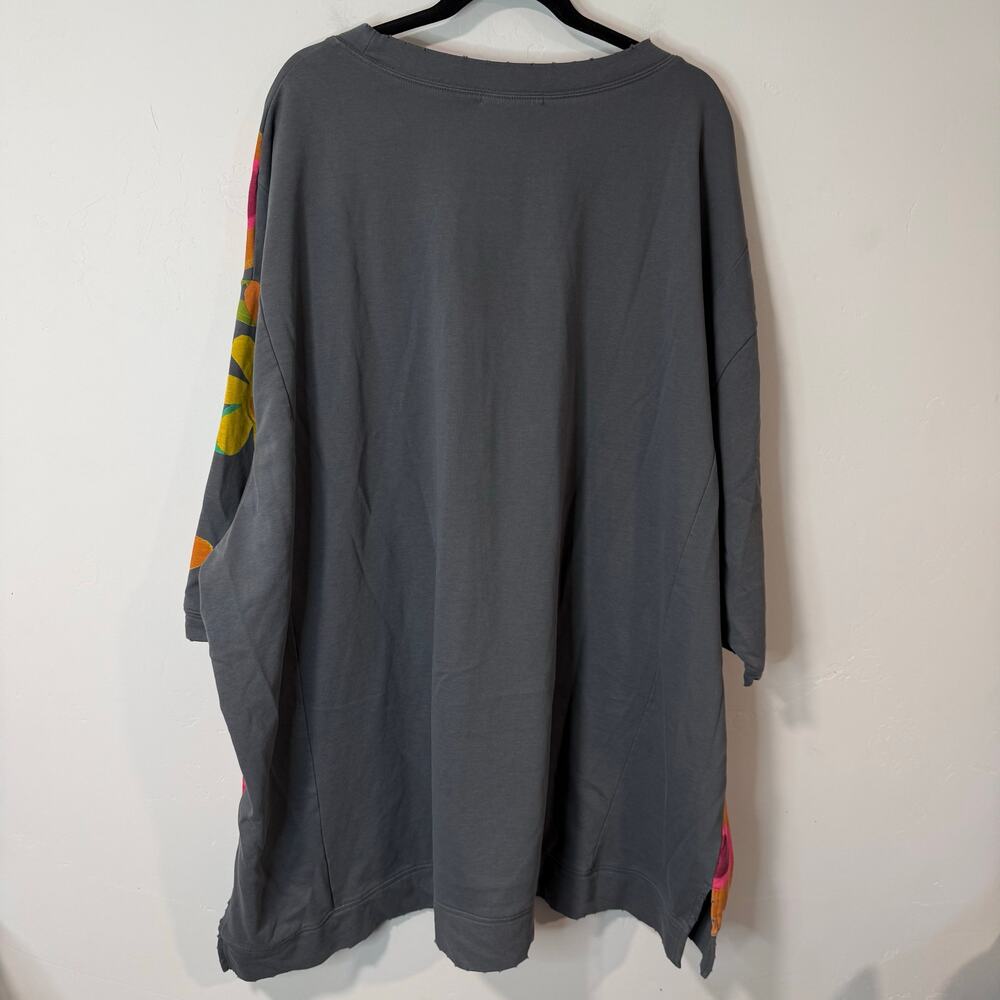 Natural Life Women's Billie Oversized Sweatshirt Tunic Boho Floral Gray OS - Picture 3 of 8